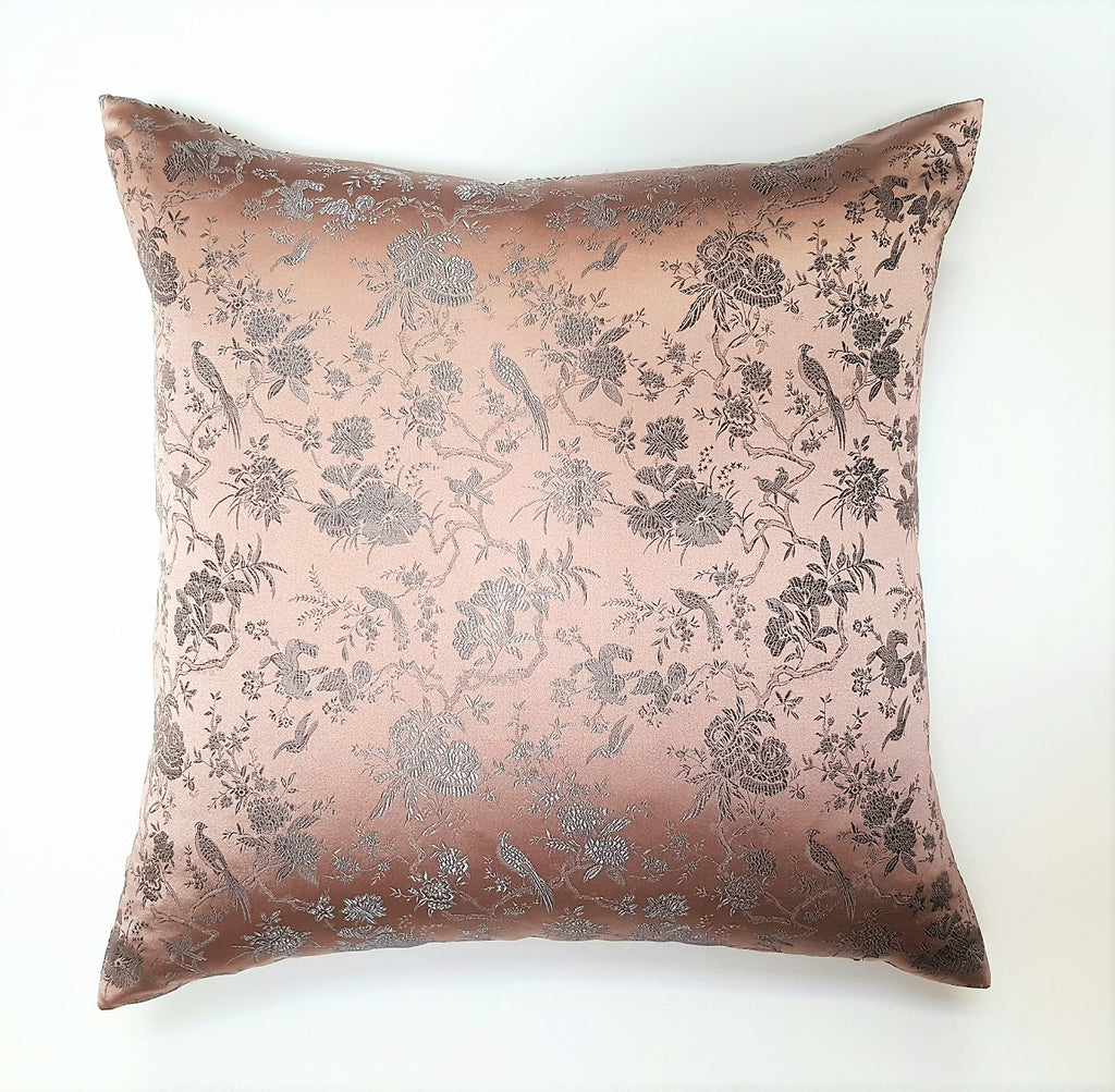 Pair of Lavender Aviary Silk Brocade Pillow