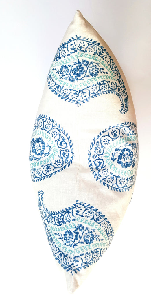 Blue and White Paisley Pillow