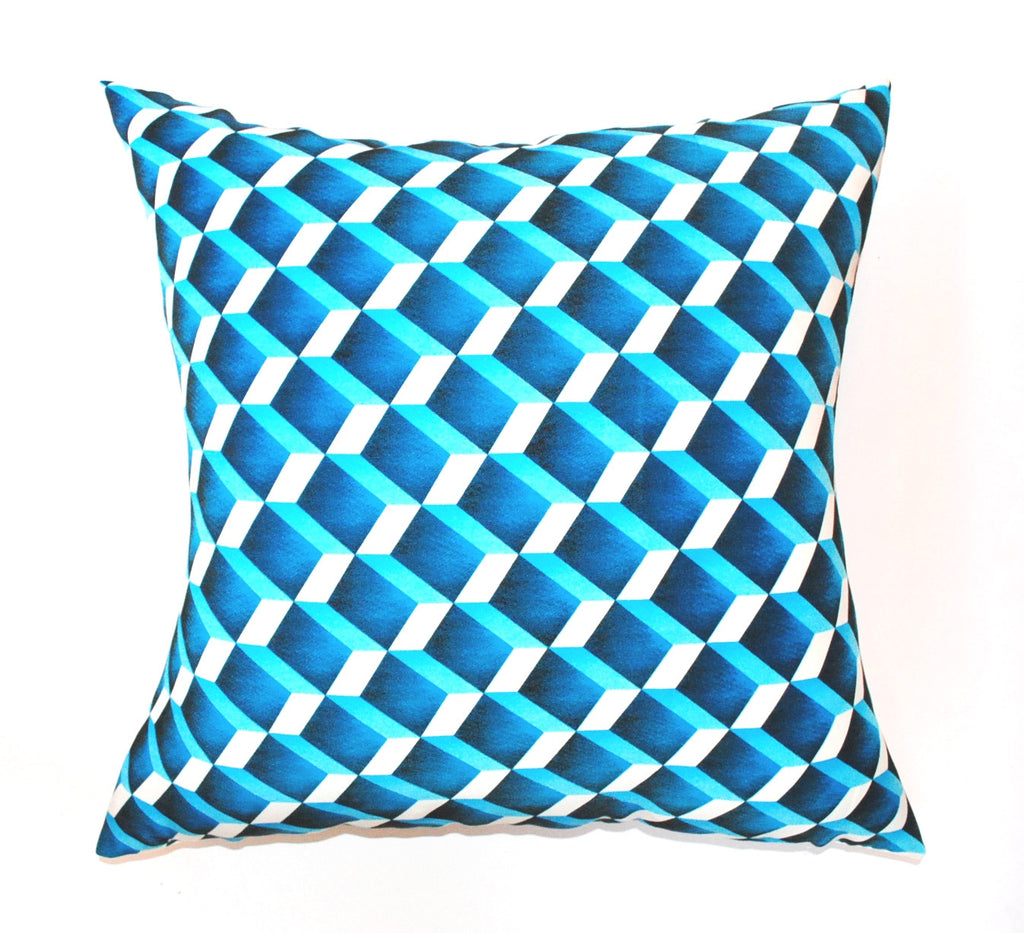 Aqua Blue & White Geometric Pillow