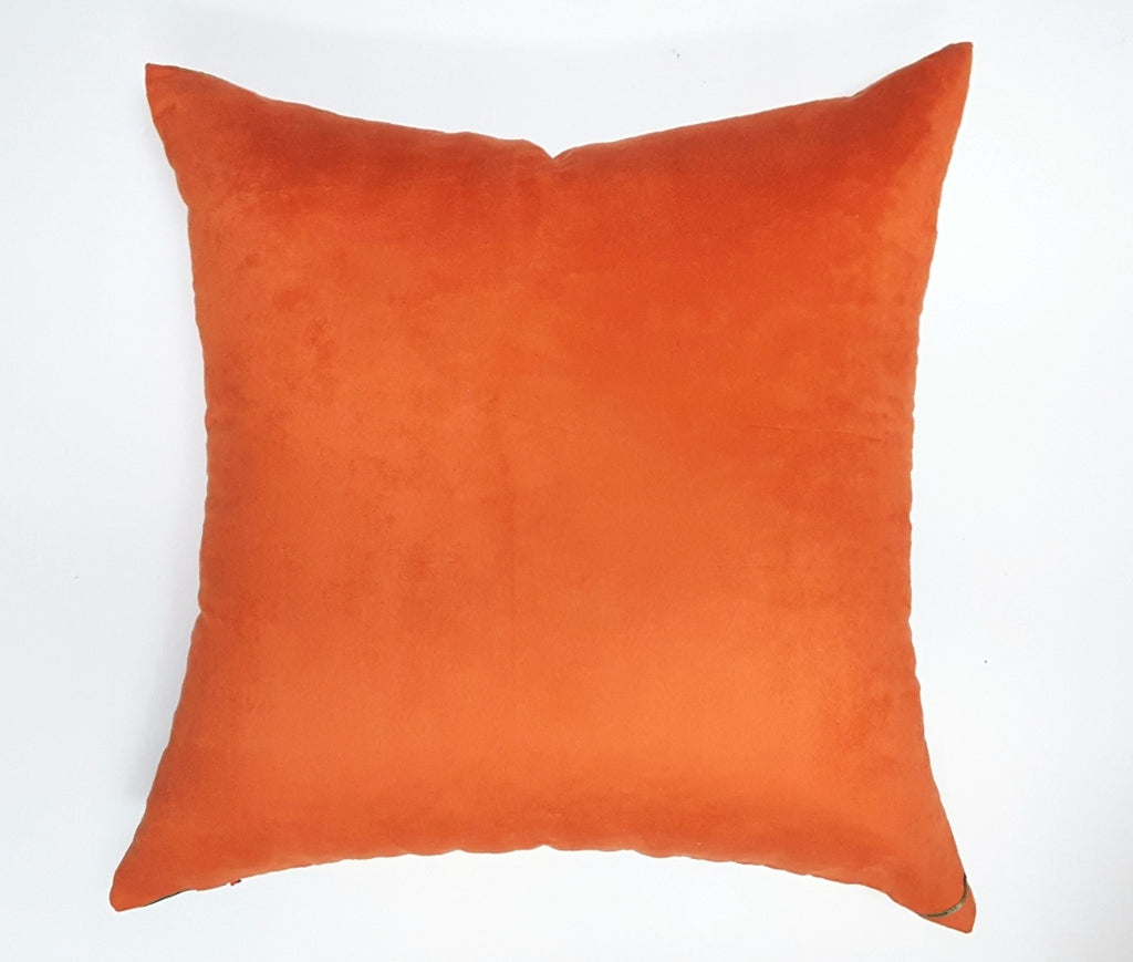 Vintage Orange and Green Silk Scarf Pillow
