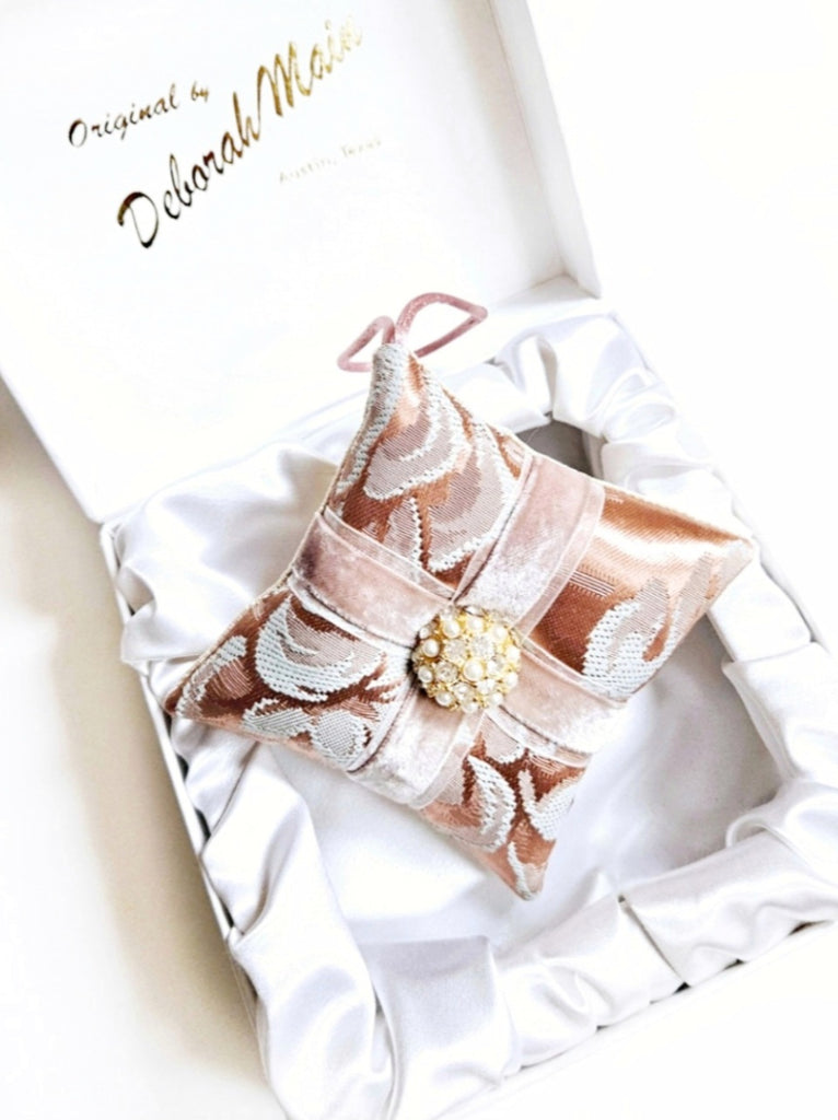 Vintage Peach Faux Pearl Button Pillow Ornament