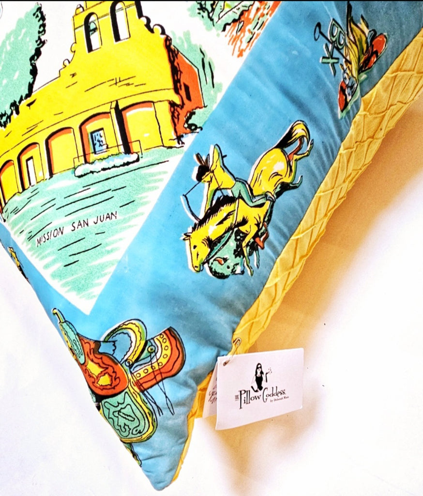 Vintage San Antonio Souvenir Scarf Pillow
