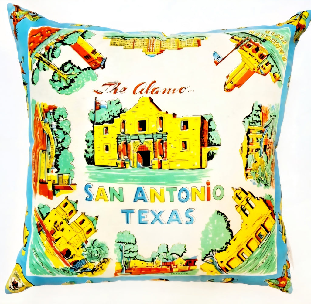 Vintage San Antonio Souvenir Scarf Pillow