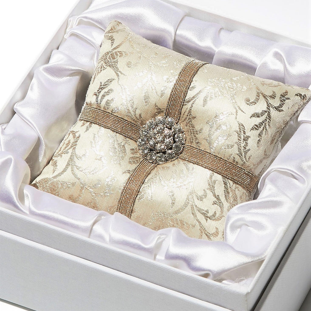 Vintage Platinum Silk Rhinestone Button Holiday Ornament