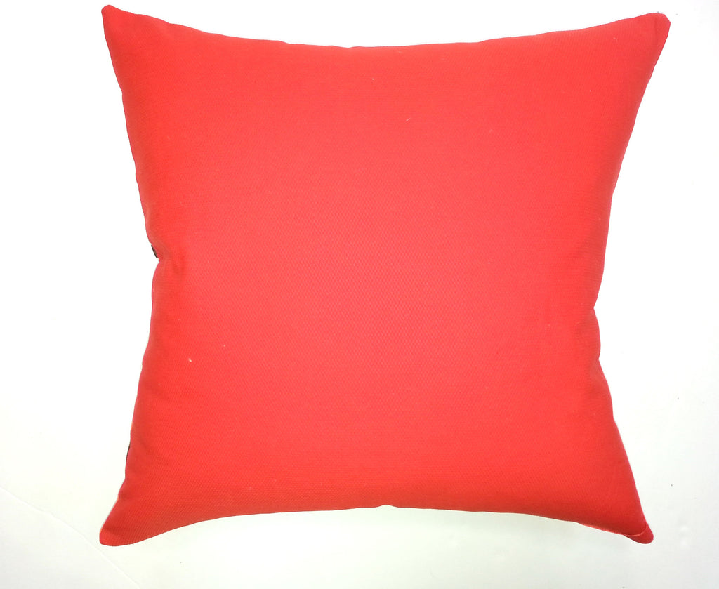 Vintage Coral & Orange Folk Art Pillow