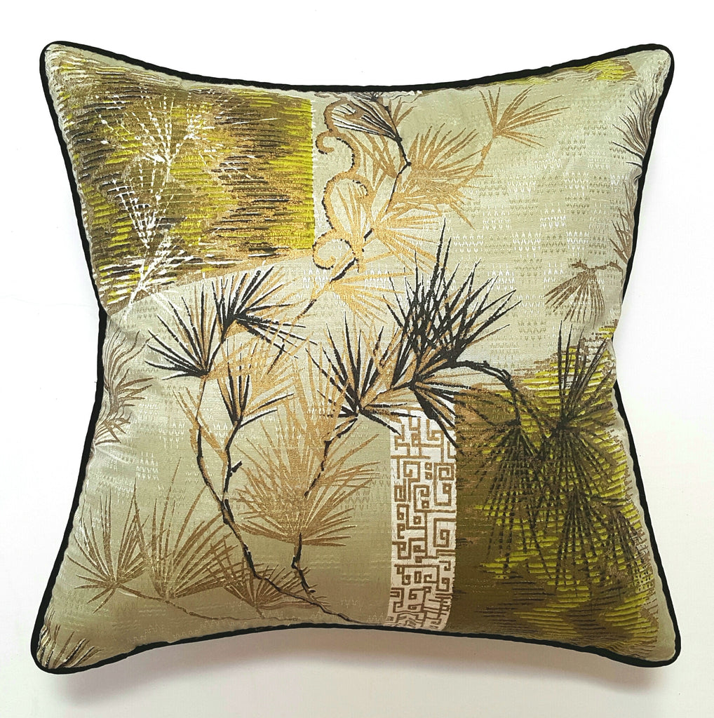 Vintage Silver and Green Asian Metallic Pillow