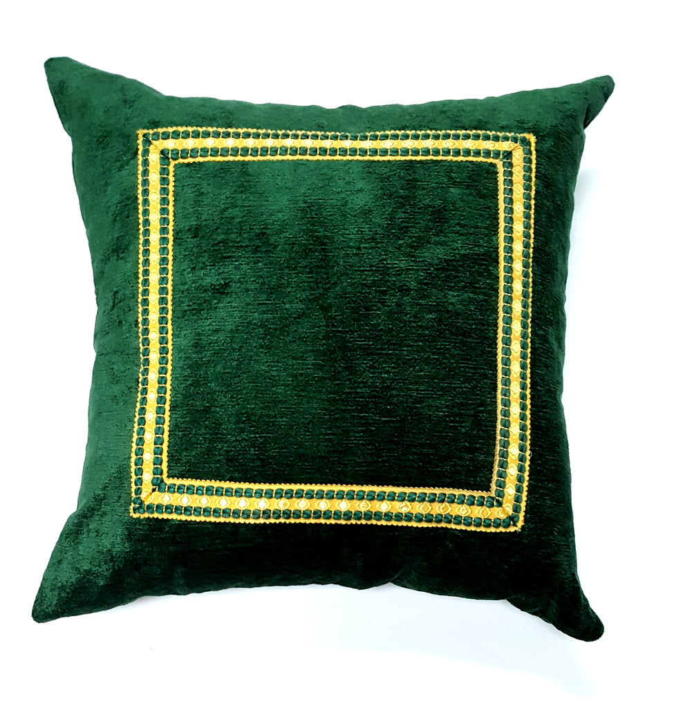 Vintage Gold & Green French Trim Pillow