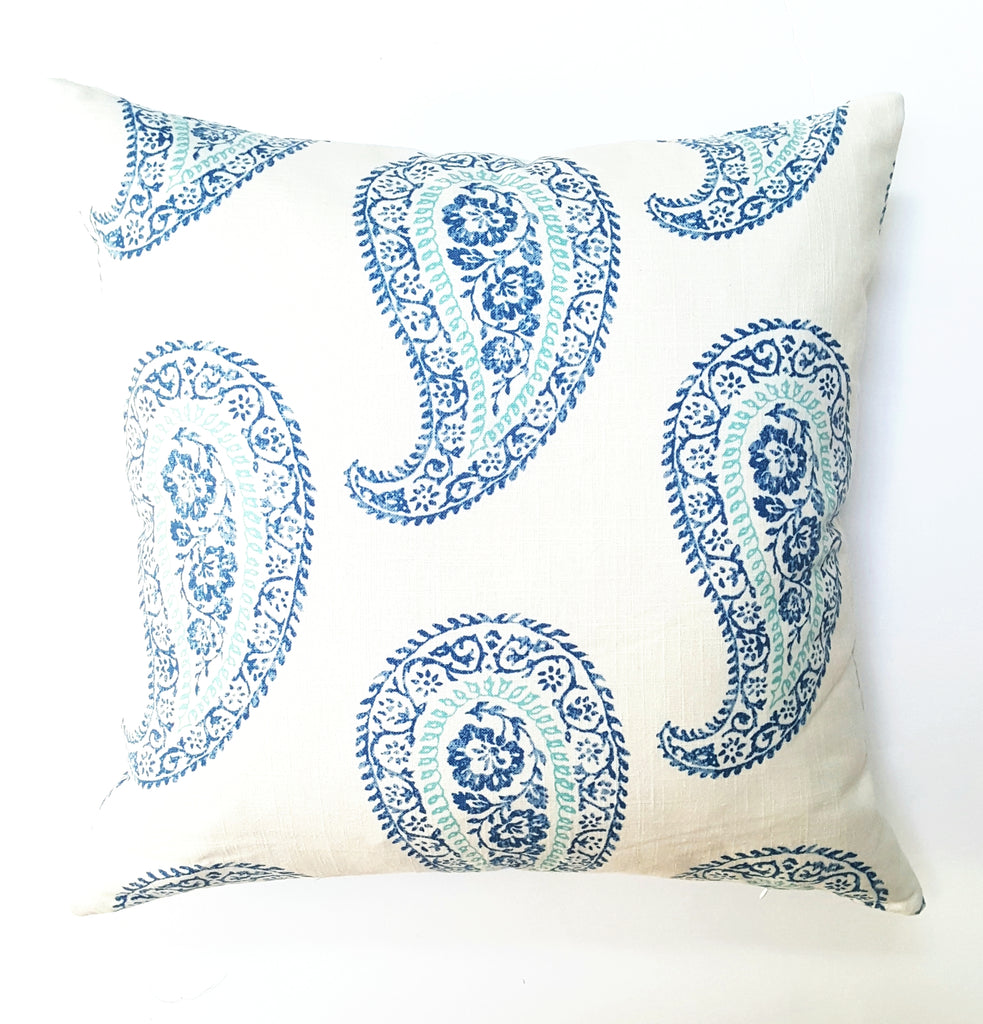 Blue and White Paisley Pillow