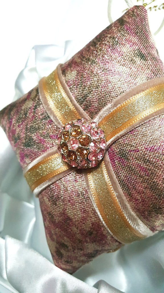 Vintage Pink Rhinestone Button Holiday Ornament