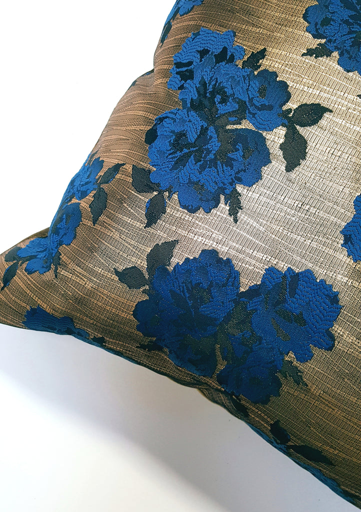 Designer Upcycled Brass Floral Pair of Pillows