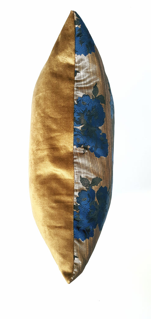 Designer Upcycled Brass Floral Pair of Pillows