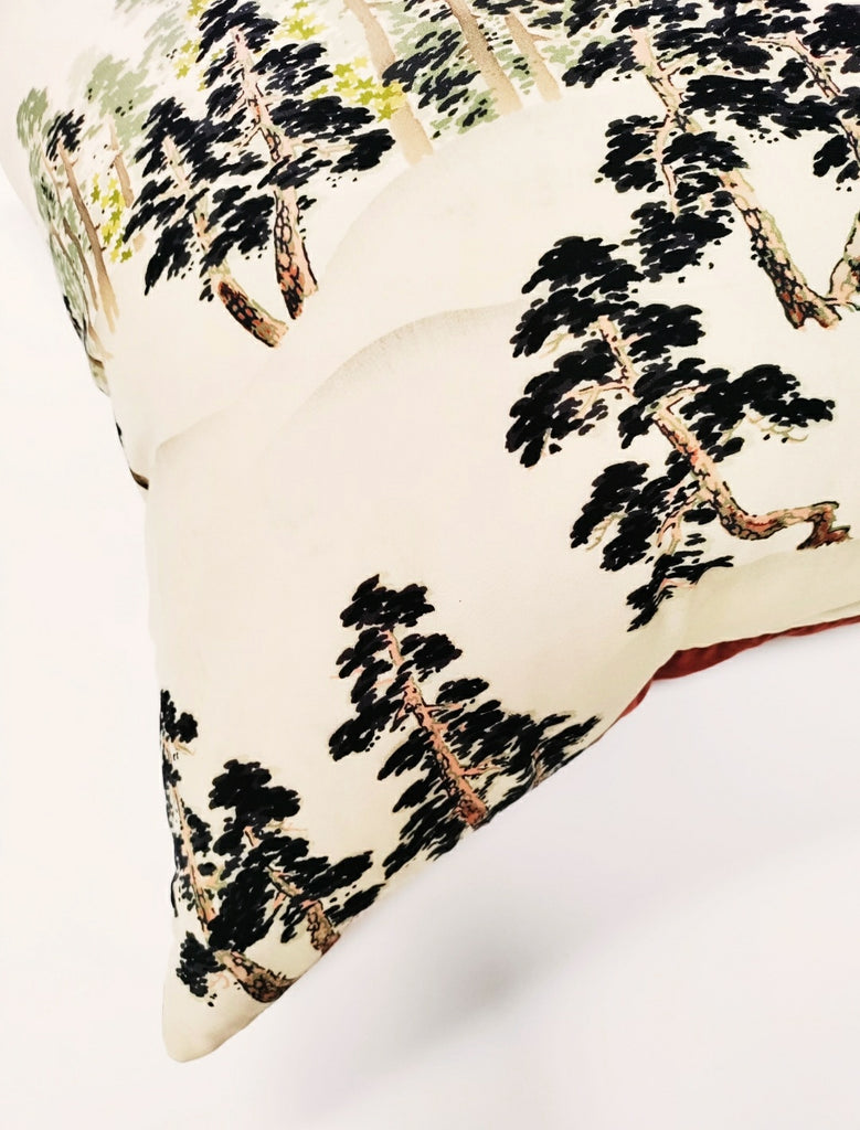 Vintage Forest Watercolor Scarf Pillow